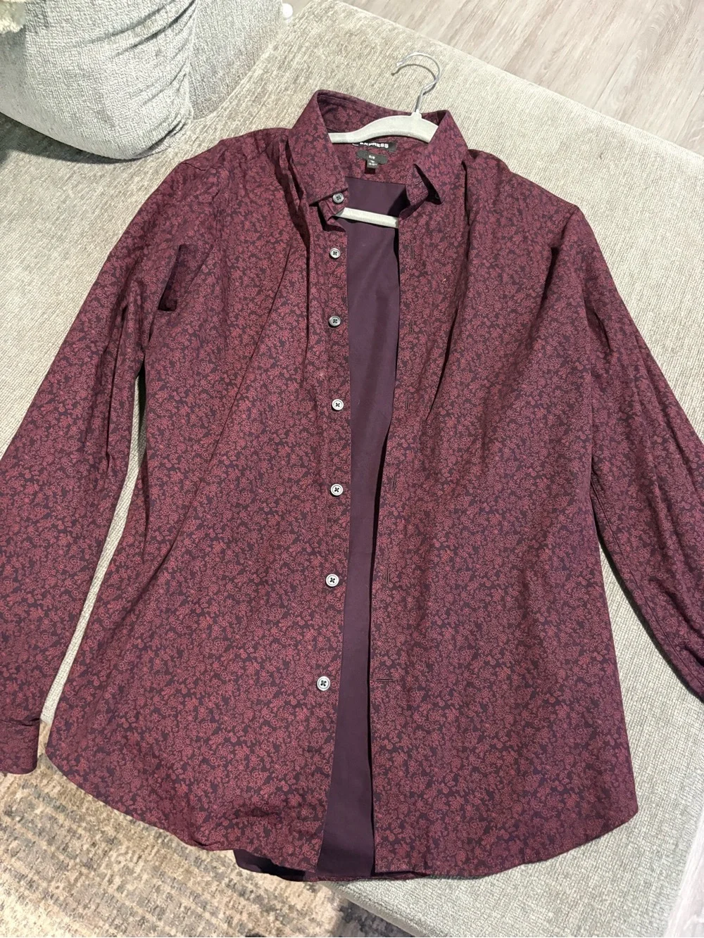Banana Republic & Express Men's Blue and White Gingham Button-Down Shirt